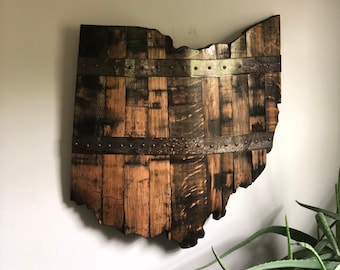 2’ Ohio State Bourbon Barrel Wood Cutout with Rings