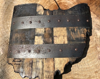 1’ Ohio State Bourbon Barrel Wood Cutout with Rings