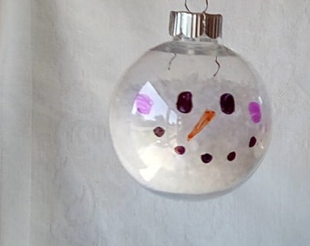 Snowman Christmas Ball Ornament, Christmas Tree Ornament, Filled Plastic Ornament, Christmas Gift, Ornament