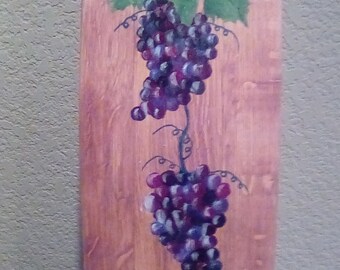 Napa Valley Wine Country, Hand Painted Barrel Staves with Grapes, Home Decor, Wine Lover, Spent Wine Barrel