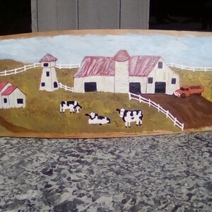 Hand Painted Barrel Staves with Barn, Pastures, Farm Life,Home Decor, Wine Lover, Spent Wine Barrel