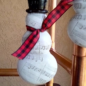 Snowman Christmas Ornament, Christmas Tree Ornament, Sheet Music Ornament, Christmas Gift, Ornament, Singer, Christmas Music