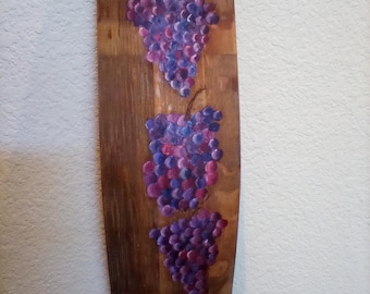 Hand Painted Wine Barrel Stave Art: Napa Valley Grapes Home Decor
