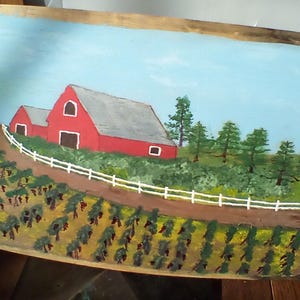 Hand Painted Barrel Staves with Barn, Vineyards, Farm Life,Home Decor, Wine Lover, Spent Wine Barrel