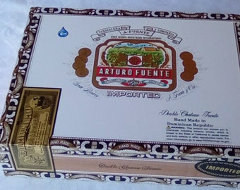 Arturo Fuente Double Chateau Fuente Paper Covered Wood Cigar Box, Craft Project, Storage, Use as Travel Humidor or School Supplies