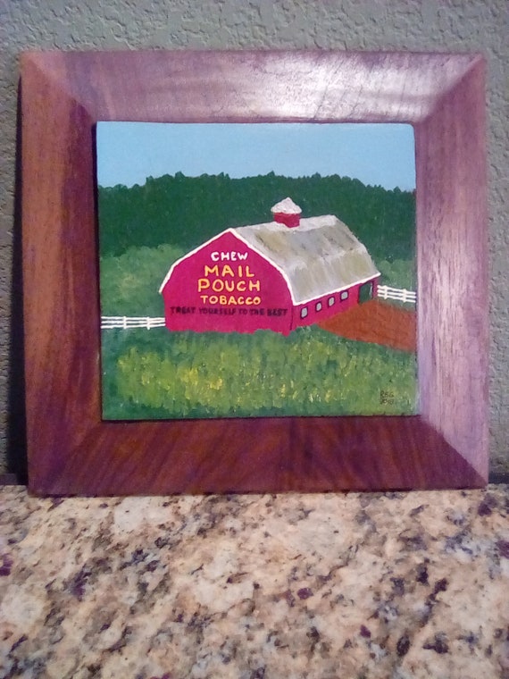 mail pouch tobacco barn painting Mail Pouch Tobacco Barn Painting: Original Landscape Art on Walnut