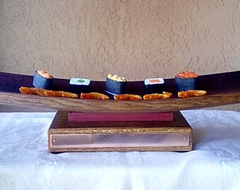 Wine Barrel Stave Bowl, Copper Trimmed Solid Oak and Paduak Base, Entertaining, Serving, Home Decor, Barrel Staves, Wine Lover, Wedding Gift