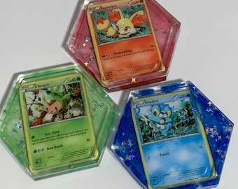 Harz Tablett / Untersetzer Set von 3 - Froakie, Chespin und Fennekin