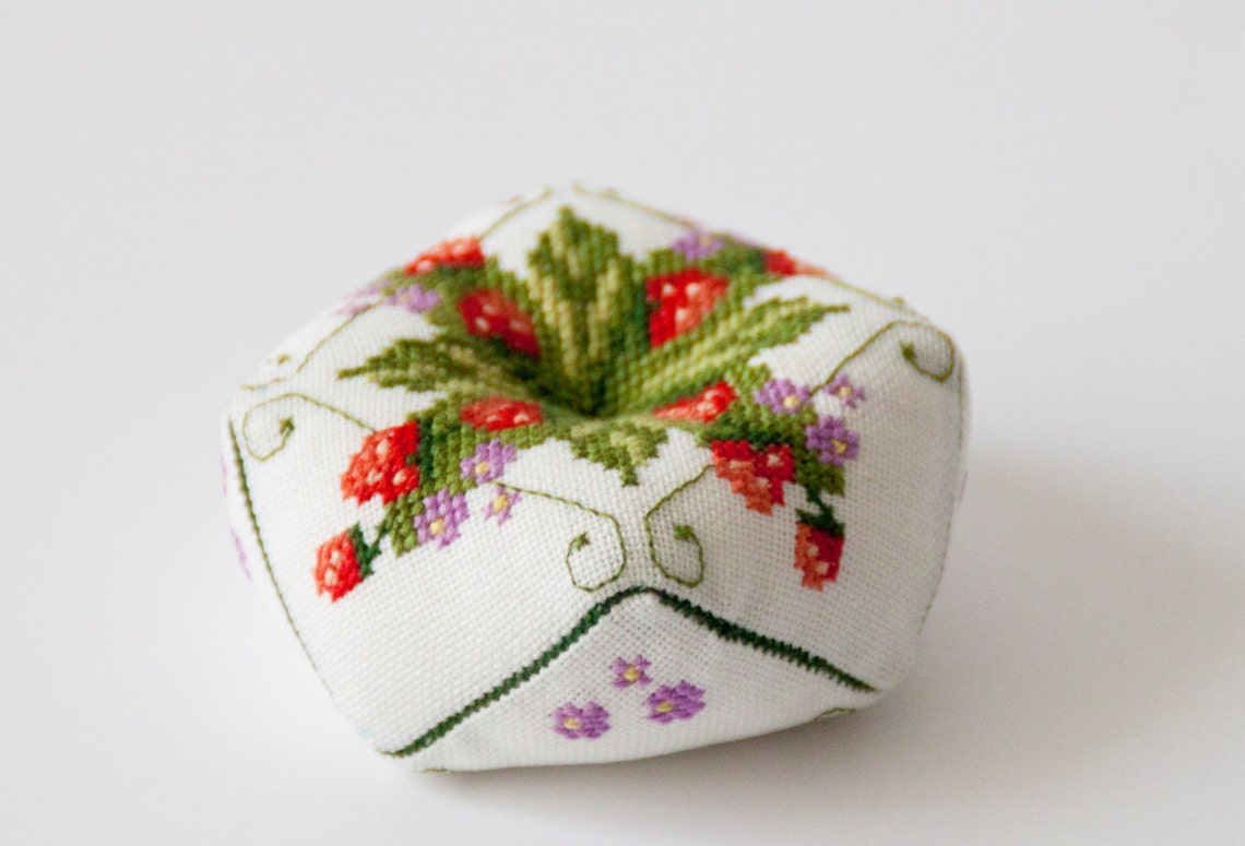 PIN CUSHION With Cross Stitch Strawberries Etsy