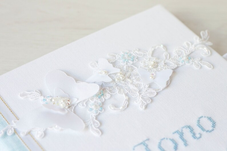 Personalized baby baptism guests book natural white and baby Etsy