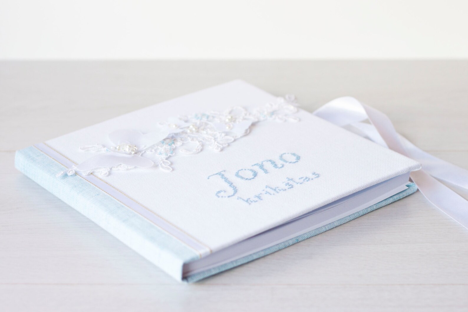 Personalized baby baptism guests book natural white and baby Etsy