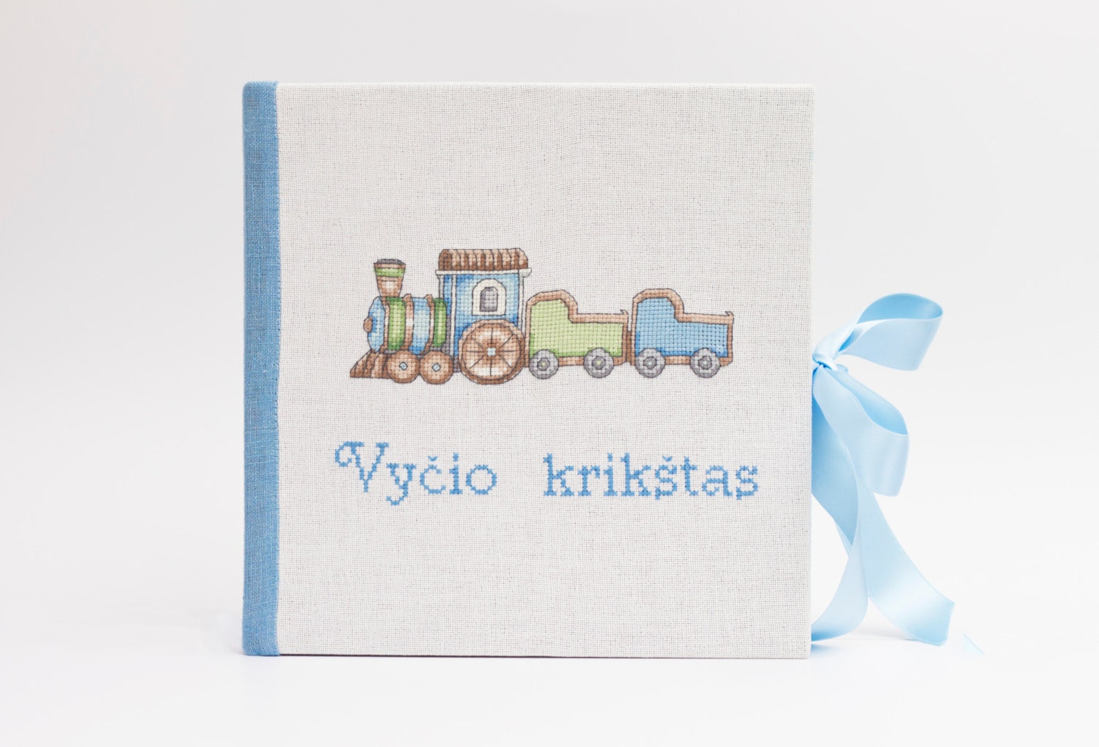 Personalized baptism gift baby book covered white and blue Etsy