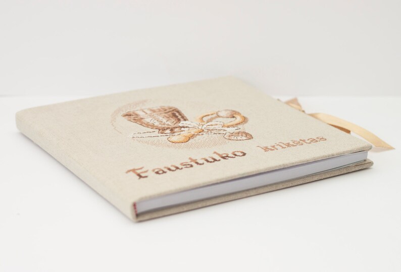Personalized baptism gift baby book natural linen decorated Etsy