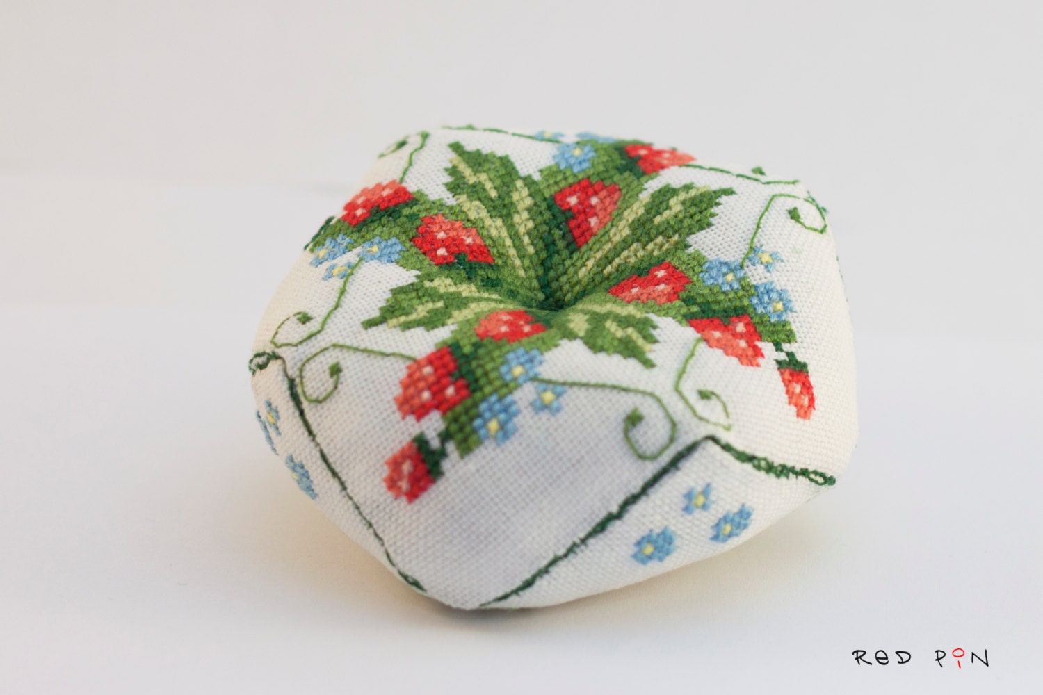 PIN CUSHION With Cross Stitch Strawberries Etsy