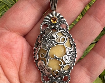 Carolyn Pollack Relios Yellow Jasper and Citrine Sterling Silver Pendant Enhancer