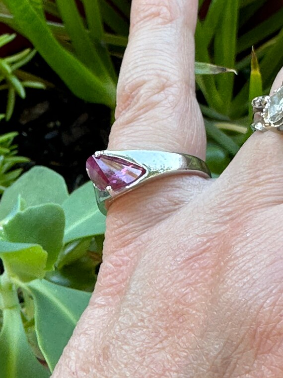 Unique Ruby Sterling Silver Ring Size 5.75 - image 3