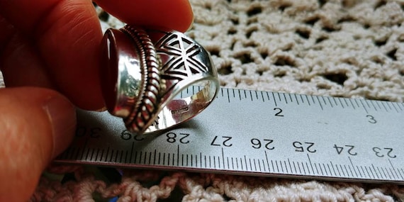 Carnelian Sterling Silver Ring Signed Size 6.75 - image 3