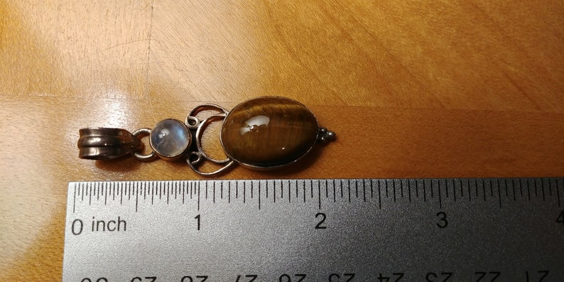 Moonstone and Tigers Eye Sterling Silver Pendant image 2
