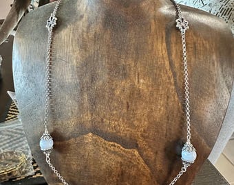 Carolyn Pollack Blue Lace Agate Sterling Silver Necklace 32”