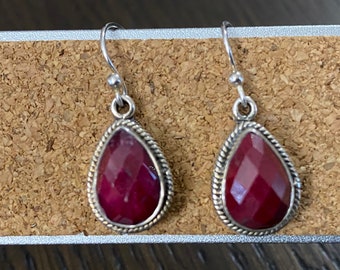 Samuel Benham BJC  Sterling Silver Ruby  Dot Earrings