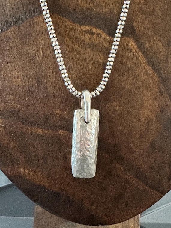 Barse Hammered Sterling Silver Pendant: Rectangul… - image 1