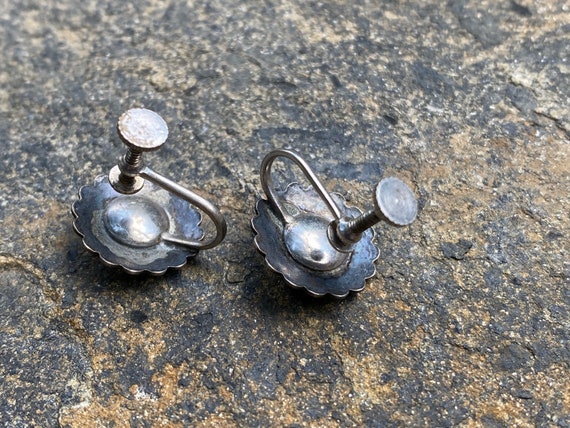 Zuni Turquoise Screw Back Sterling Silver  Earrin… - image 4