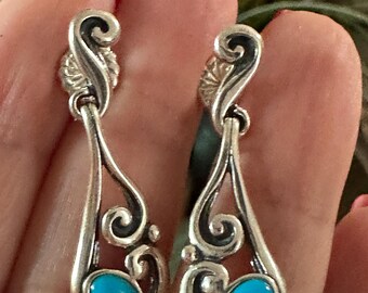 Carolyn Pollack Relios Turquoise Dangle Sterling Silver Earrings