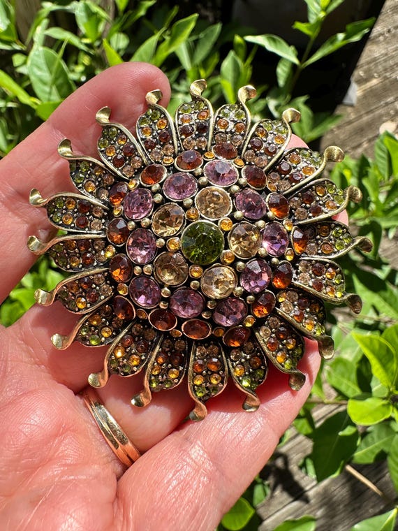 Heidi Daus Vintage Sunflower Pin Swarovski Crystal