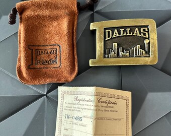 Vintage Dallas Cityscape Solid Brass Belt Buckle (IK-0485)