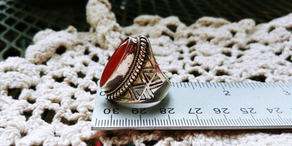 Carnelian Sterling Silver Ring Signed Size 6.75 - image 4