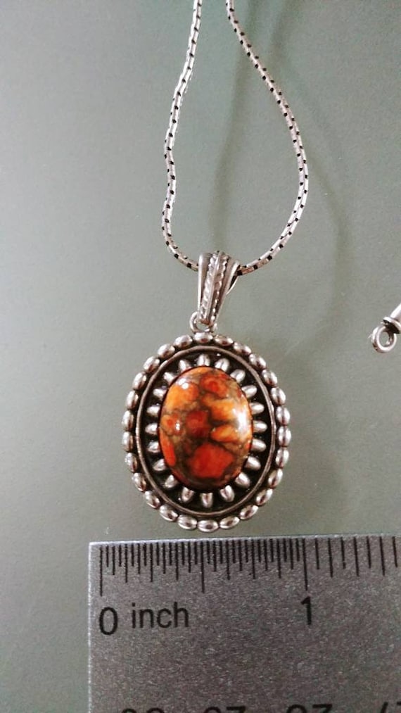 Orange Jade Sterling Silver Necklace