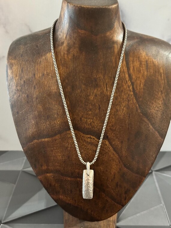 Barse Hammered Sterling Silver Pendant: Rectangul… - image 7