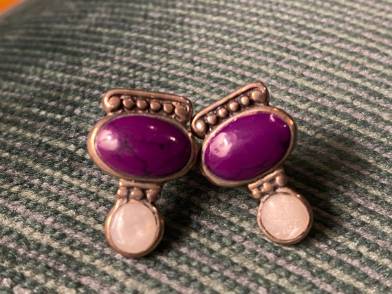 Charoite Sterling Silver Earrings Mexico - image 1