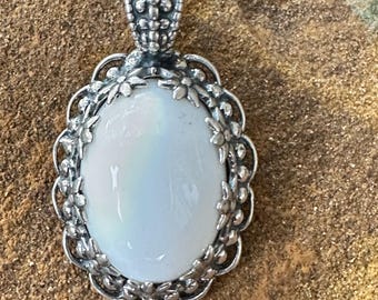 Carolyn Pollack Relios White Agate Sterling Silver Flower Pendant Enhancer