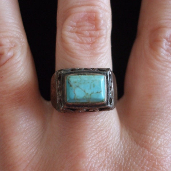 ON SALE Turquoise Sterling Silver Ring Size 7