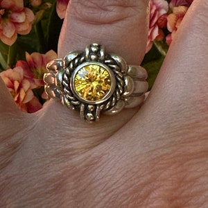 Stunning Light Canary Yellow Citrine Sterling Silver Ring Size 5.75