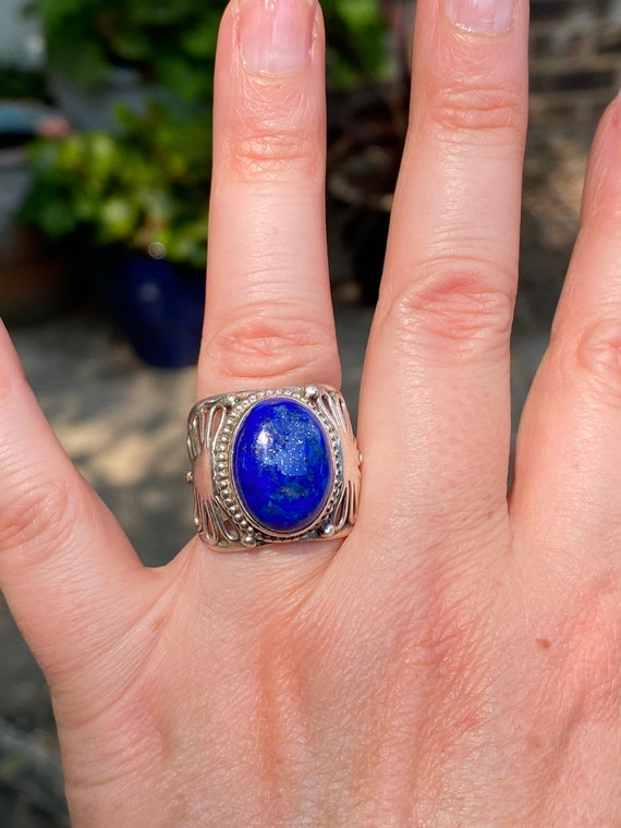 Amazing Sterling Silver Blue Lapis Ring Size 6 Nep