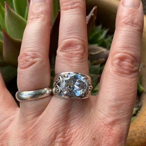 Sterling Silver Ring: Clear Gemstone, Size 9