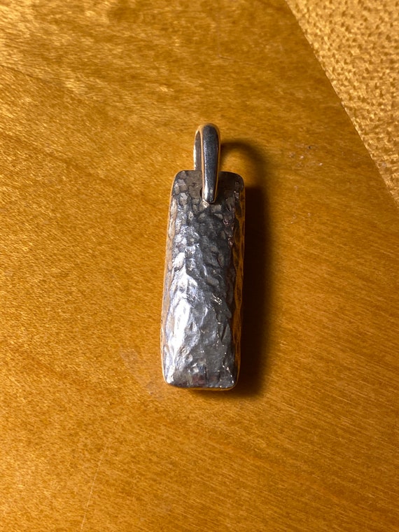 Barse Hammered Sterling Silver Rectangular Pendant