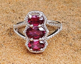 Garnet Sterling Silver Ring Size 5