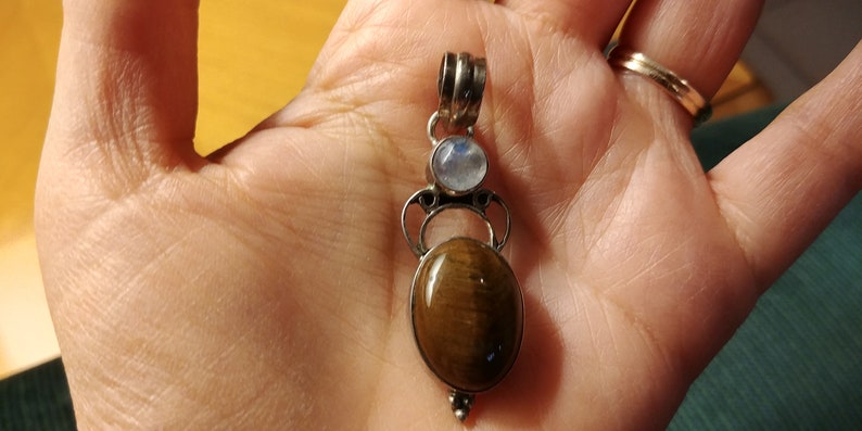 Moonstone and Tigers Eye Sterling Silver Pendant image 4