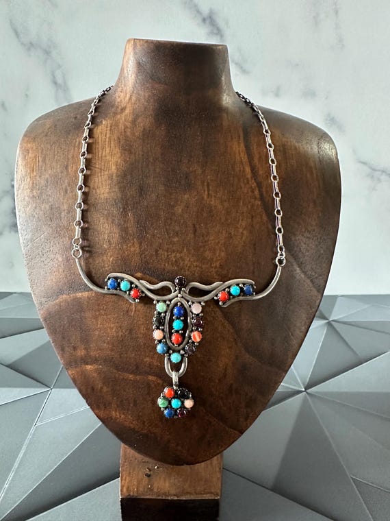 Danny Mike Vintage Native American Navajo Turquoise Sterling Silver Signed Pendant Danny Mike Vintage Native American Navajo Turquoise Sterling Silver Signed Pendant