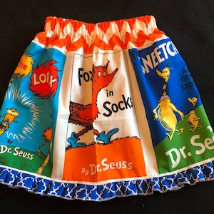 Dr. Seuss ruffle twirkly skirt- Size girls 5, 6, 7, 8, 9, 10, 12 and 14