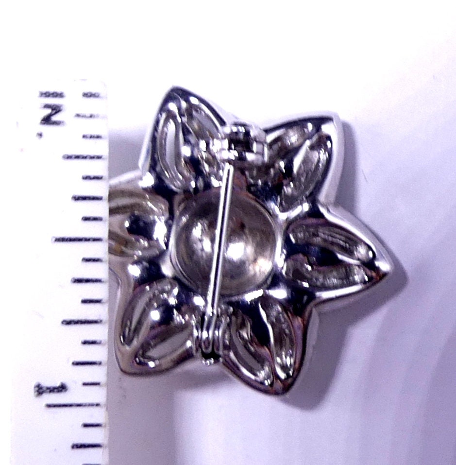 ヴィンテージゴールドトーン＆ブルーラインストーンラウンドピン