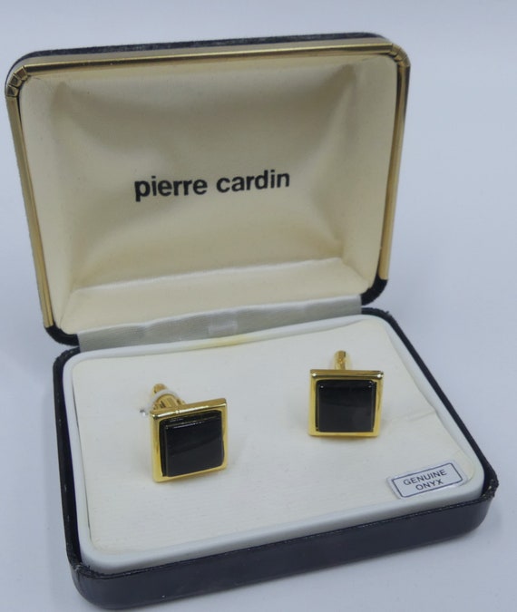 Vintage Pierre Cardin gold tone black onyx cabocho