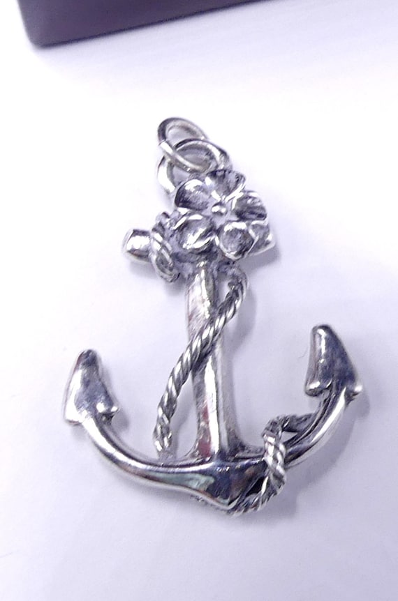 Vintage marked 925 sterling silver anchor pendant - image 2