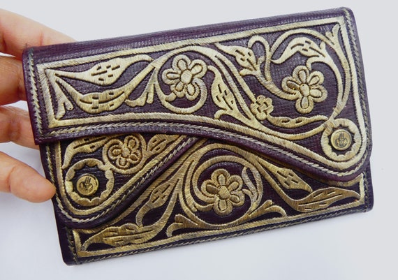 Antique 1910's Moroccan Judaism leather wallet ha… - image 1