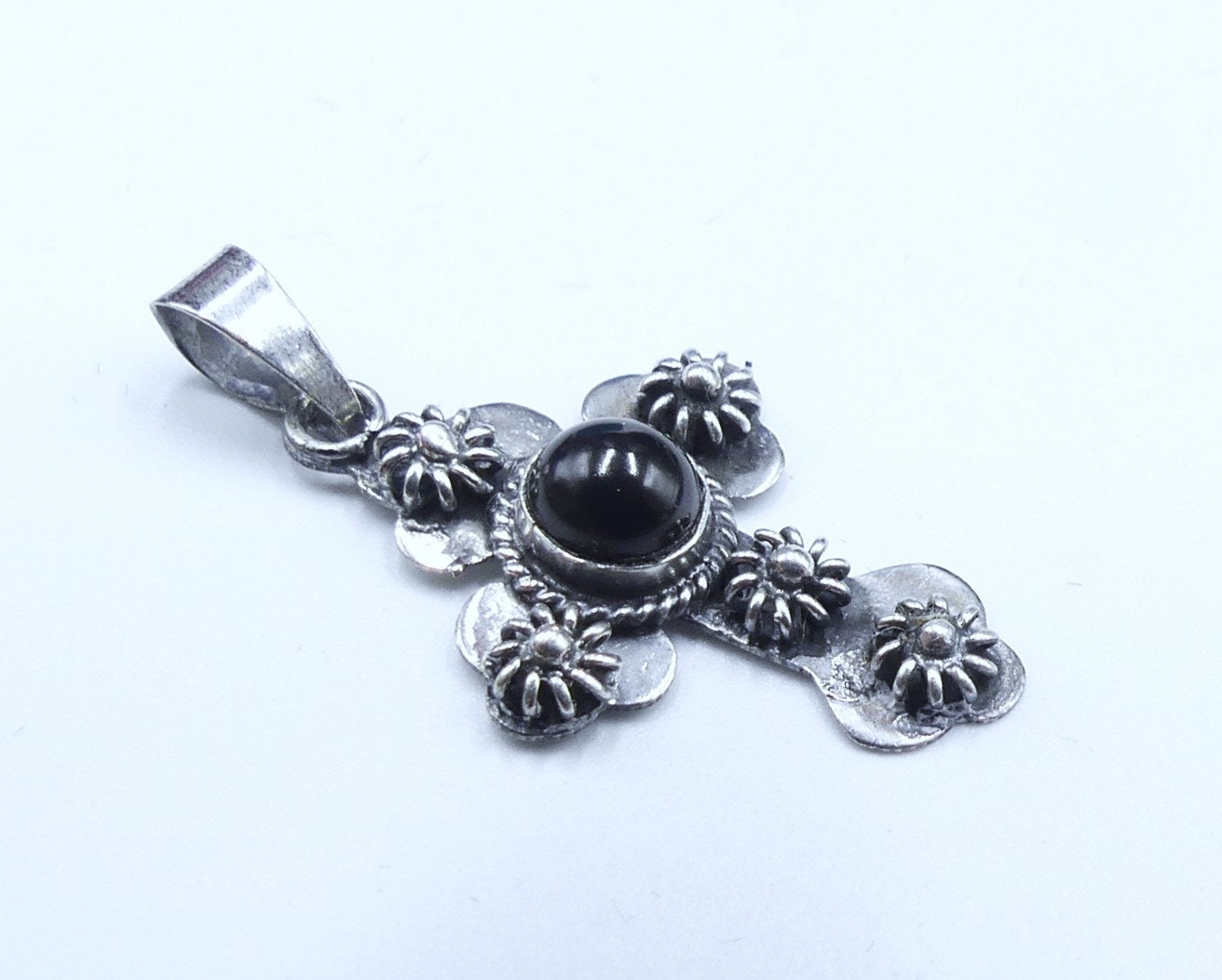 Vintage Marked TL-91 Mexico 925 Sterling Silver Onyx