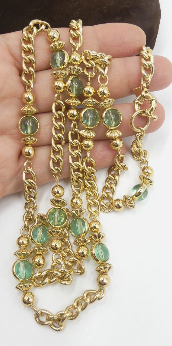 vintage gold tone necklace with black square pendant adjustable length total length 18
