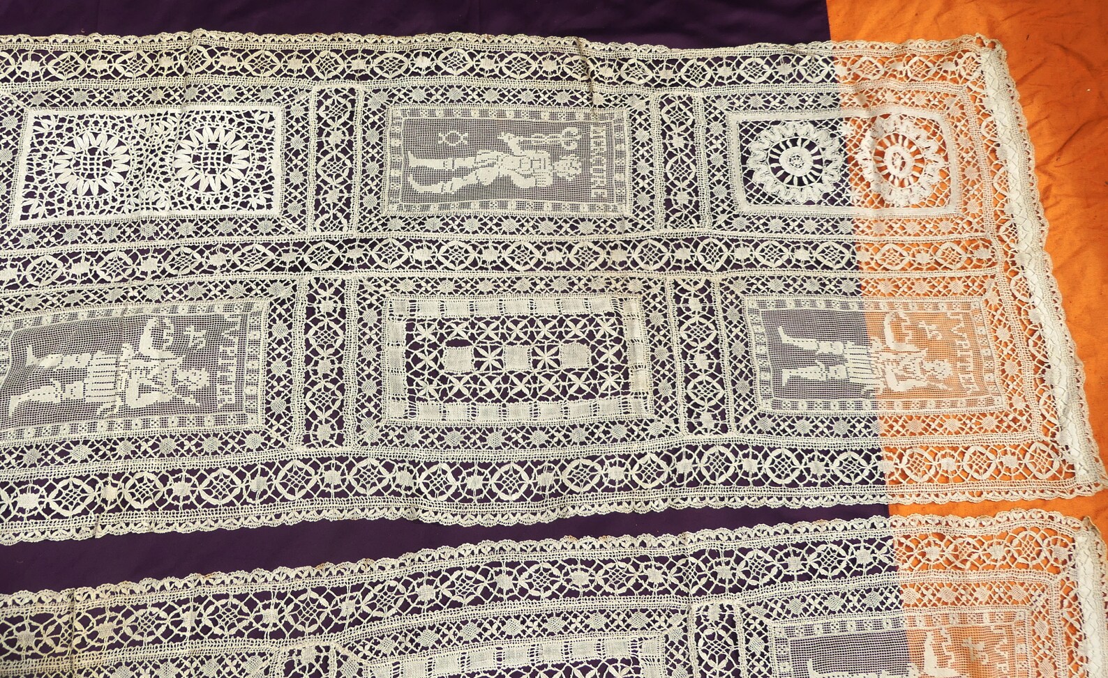 Antique 4 Lace Curtain Nottingham Leaver Lace & Field Etsy